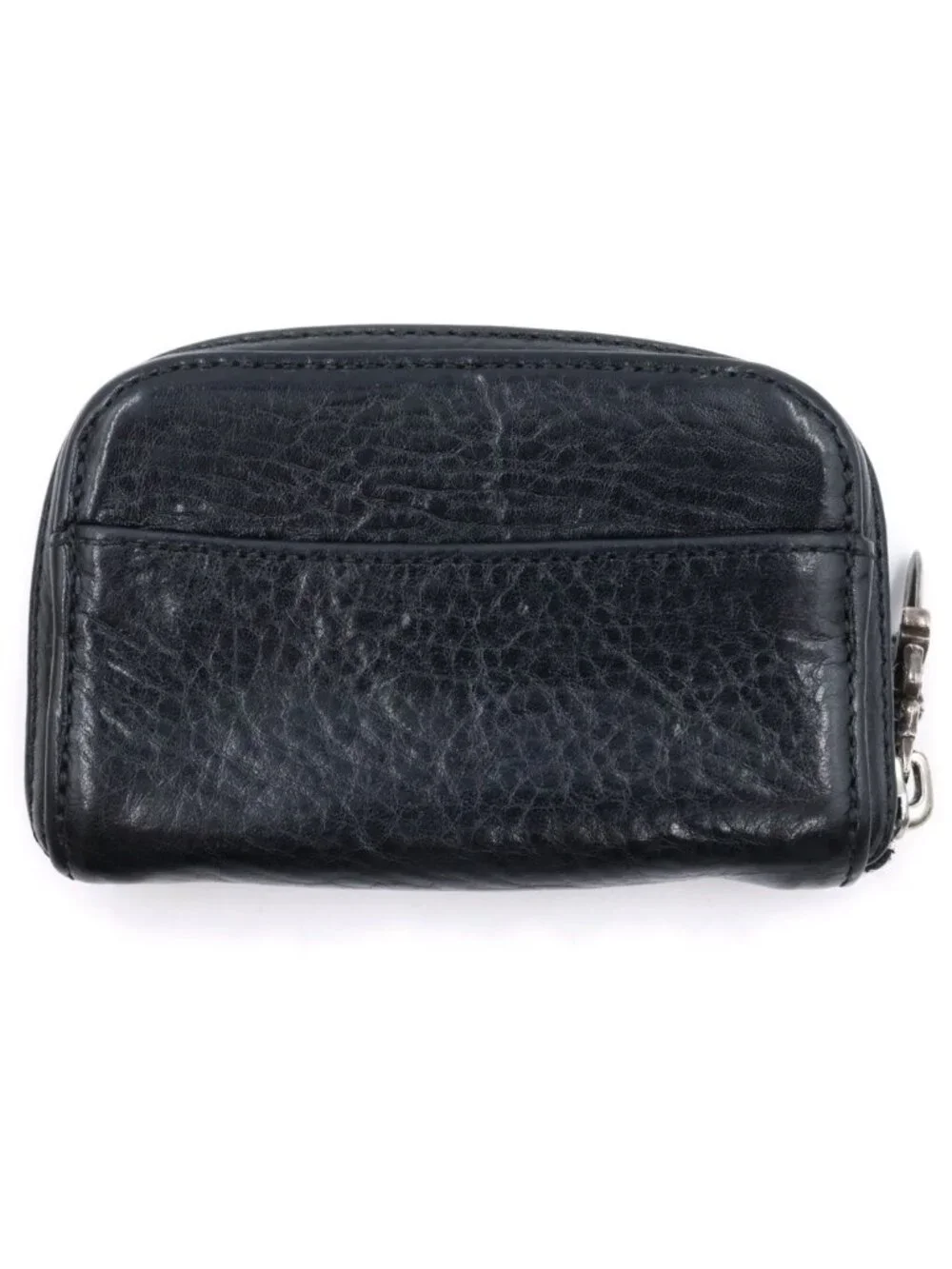 Chrome Hearts Coin Purse Single Fold Dagger Zip Compact Wallet Black Silver
